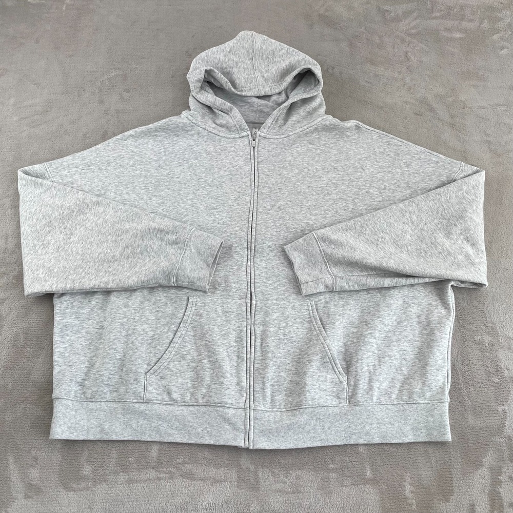 Fabletics‎ Hoodie Women 4X Heather Grey Full Zip Long Sleeve Athleisure Active